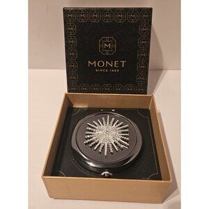 Monet Compact Make up Purse Mirror with Decorative Crystal Pattern New in Box